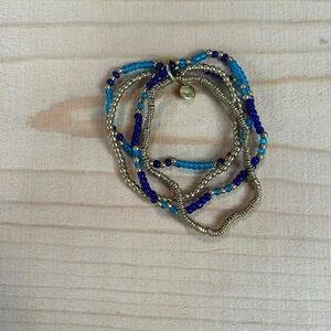 Blue‎ and Gold Women  Bohemian Style Stretch Bracelet #festivalvibes